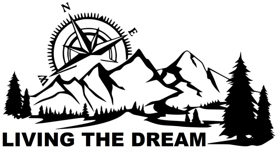 Kompass-Sticker – „Living the Dream“ – Dein Bergpanorama für unterwegs