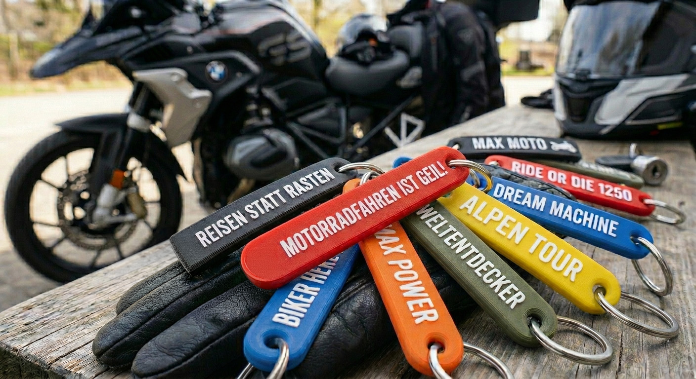 Individuelle TPU Motorrad-Schlüsselanhänger – Flexibel, Robust & Lackschonend
