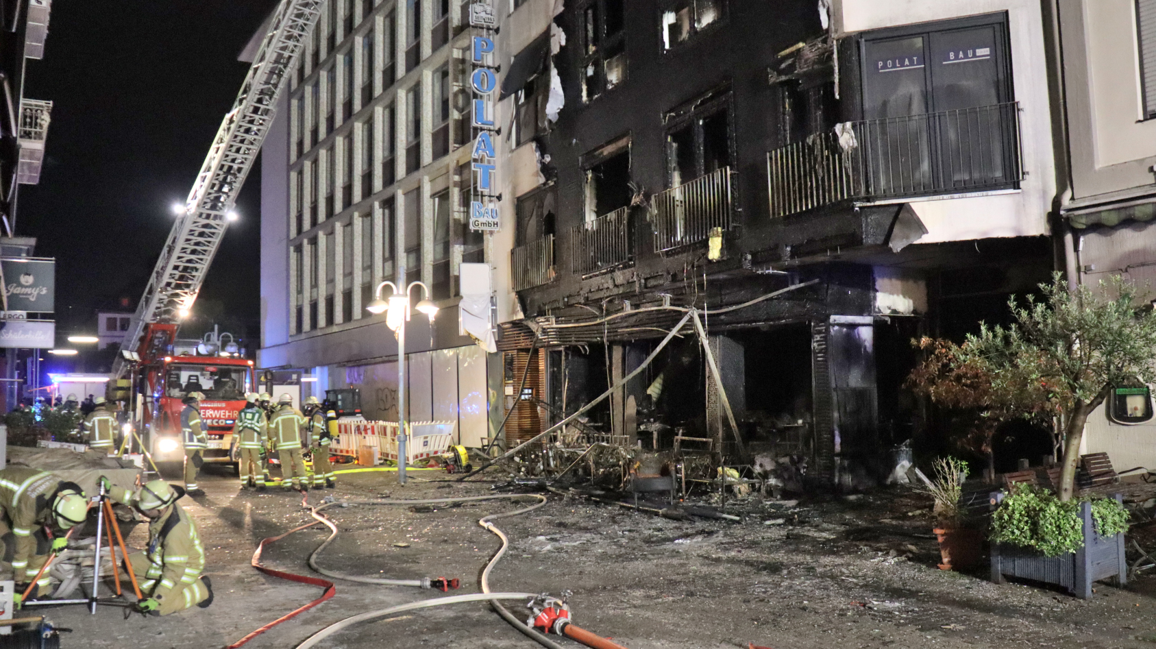 Brand in den R-Quadraten in Mannheim