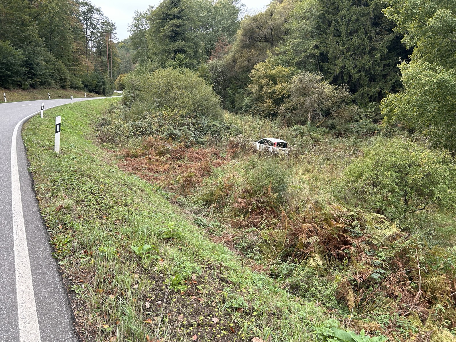 Verkehrsunfall auf der L493 bei Silz: 84-Jähriger hat nach Sekundenschlaf Glück im Unglück